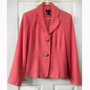 “RQT Petit” Size 10 Petite, hip-length coral colored jacket